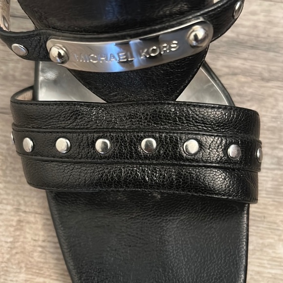 Michael Kors black leather studded heeled Sandal. Size 7.5 sporting a 4” heel - Picture 4 of 10